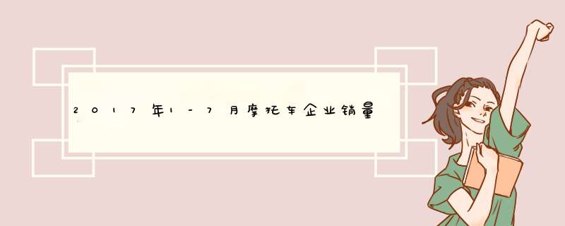 2017年1-7月摩托车企业销量排名：大长江122.76万辆高居榜首