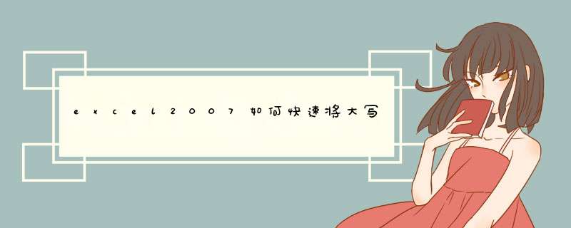 excel2007如何快速将大写字母变成小写？